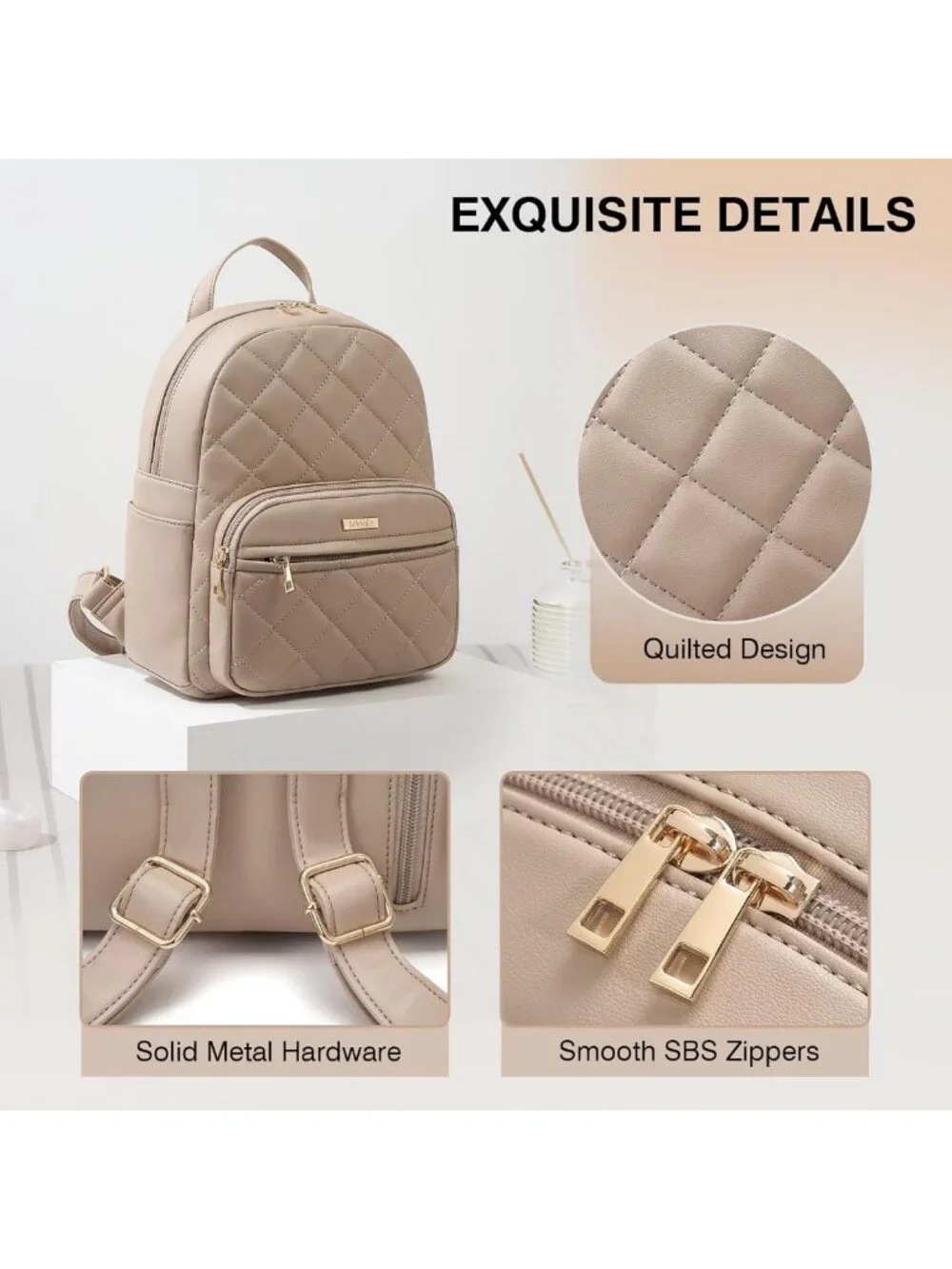 Chic Mini Backpack for Women - Vegan Leather Small Purse for Travel & Shopping